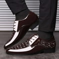 thumbnail image 2 of Xfvqtps Mens Dress Shoes British Style Printing Pointy Toe Slip on Fashion Classic Formal Business Casual Comfy Patent Leather Shoes Brown, 2 of 6