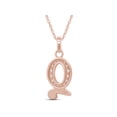 thumbnail image 3 of Round Cut Lab Created Moissanite Diamond Initial Letter"Q" Pendant Necklace In 14k Rose Gold Over Sterling Silver 18" Chain(G-H Color,VVS1 Clarity,0.20 Cttw), 3 of 7