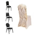 thumbnail image 4 of Efavormart Rose Gold Spandex Stretch Banquet Chair Cover With Gold Wave Embroidered Sequins, 4 of 5