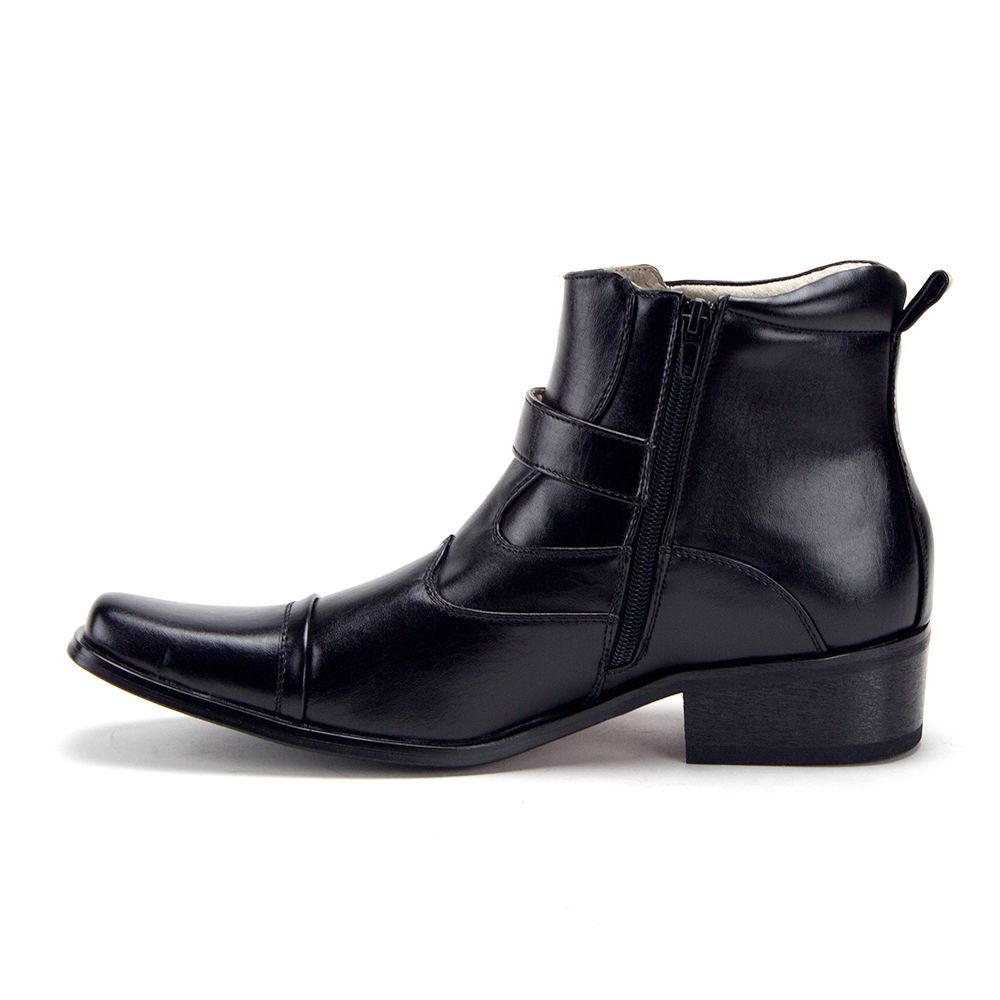 Jazamé Men's 40126 Leather Lined Zipper Ankle High Cap Toe Dress Boots ...