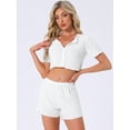 thumbnail image 2 of DARING DIVA Y2K Crop Tops with Shorts Knit Button-Down Pajama Sets S White, 2 of 7