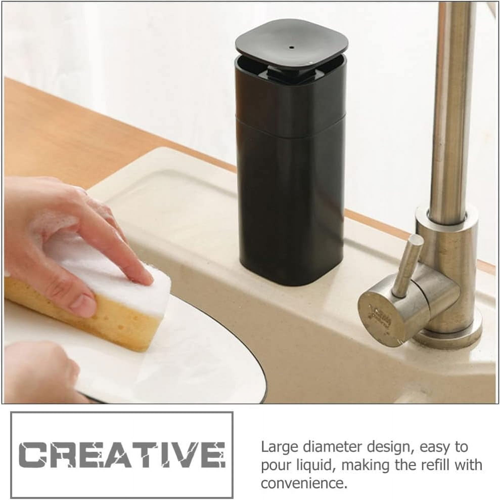 ABCISI Push Down Empty Pump Dispenser Bottle, Push Down Liquid Pumping Empty Bottle Dispenser for Nail Polish and Makeup Remover, 2.75 x 2.75 x 7inch, Black