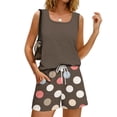 thumbnail image 5 of Two Piece Sets for Women Summer Lounge Womens Short Sets Beach Vacation Sleeveless Tank Top Square Neck Drawstring Polka Dots Travel Outfits Brown XXL, 5 of 8