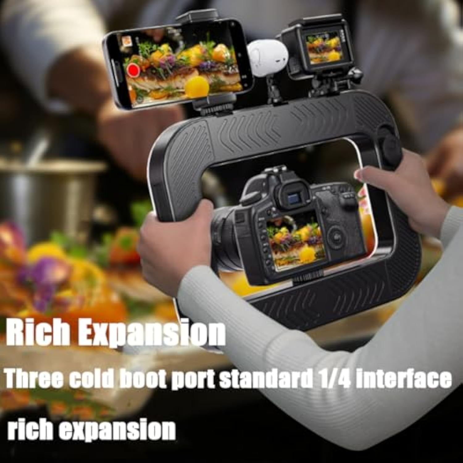 Rechargeable Selfie Portable Ring Light – Adjustable Bicolor Fill Light, Cordless Square Design, LED Ring Light, 4400mah Built-in Battery with 85in Extendable Tripod Stand & Phone Holder (Base)