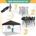 thumbnail image 6 of COBIZI 10x10 Pop Up Canopy Tent with 4 Sidewalls, One-Push Setup, Glow Strips, 3 Heights, Air Vent, Waterproof UPF 50+, Carry Bag, Sandbags, Stakes & Ropes for Outdoor Party & Beach, Black, 6 of 8