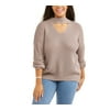 Juniors' Plus Mock Neck With Cut Out Pull Over Sweater