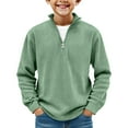thumbnail image 2 of UQJfacai Boys Quarter Zip Pullover Tops Long Sleeve Corduroy Shirts Kids Casual Ribbed Mock Neck Oversized Sweatshirts 4-15 Years, 2 of 5