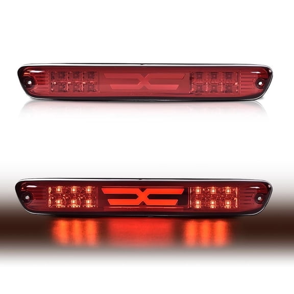 PIT66 LED Bar 3rd Brake Light X Type High Mount Stop Light Rear Tail Cargo Lamps Red Lens Chrome Housing Fit for  2004-2012 Colorado/Canyon