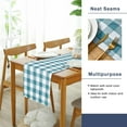 thumbnail image 4 of Buffalo Plaid Table Runner, Classic Farmhouse Tabletop Collection, Waterproof Table Runner for Kitchen Dining, Banquet, Restaurant, Outdoor Use, 14W x 72L, Turquoise and White, 1 Piece, 4 of 6