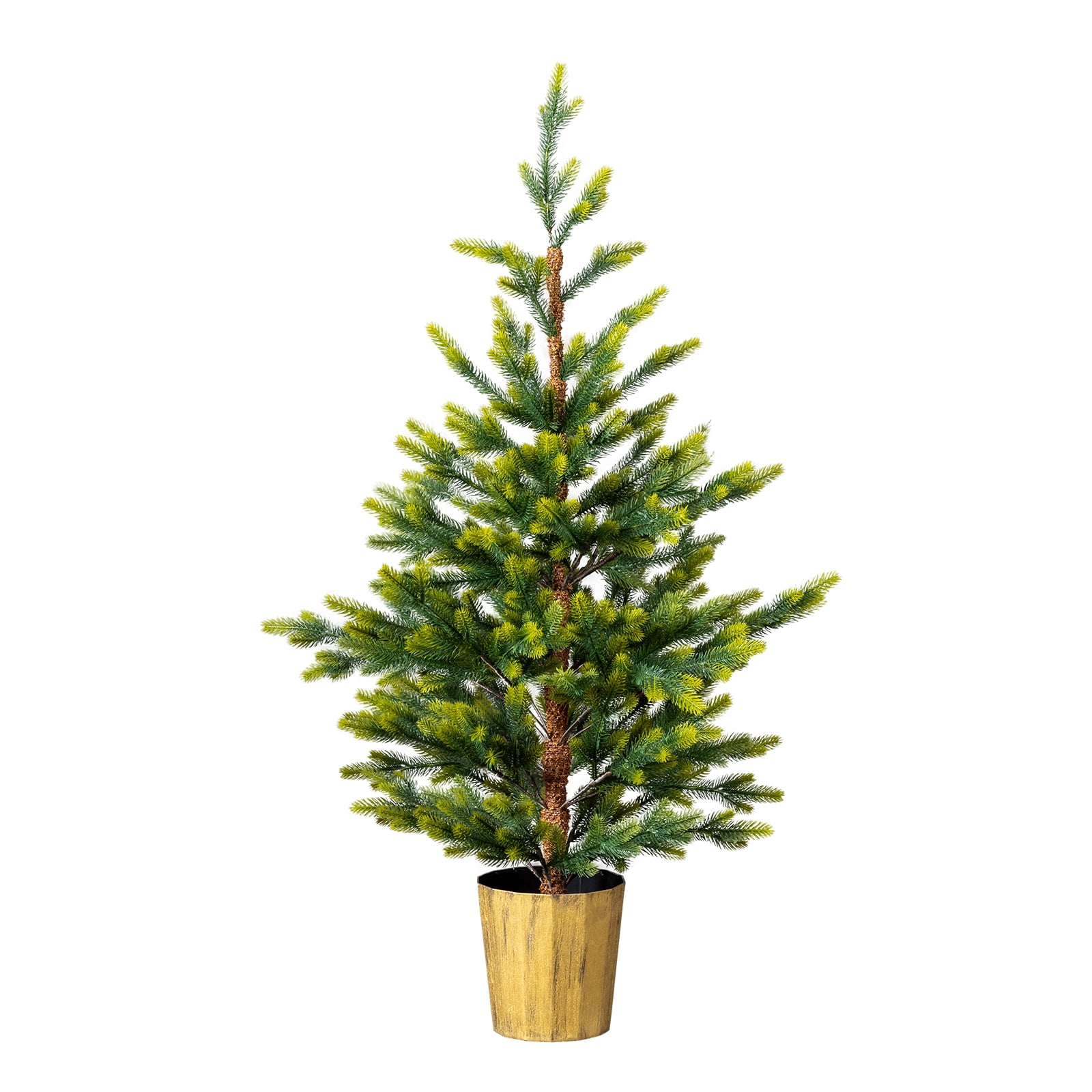 Astoutdoor 2 Pack 4 ft Dual-Tone Artificial Christmas Tree with Pot Stand, 119 Branch Tips, Green