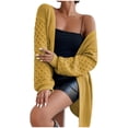thumbnail image 3 of TaTaai Women's Lantern Sleeve Cardigan Mid Length Knit Solid Color Open Front Jacket for Fall Winter, 3 of 4