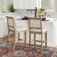 thumbnail image 3 of Linon Emmy Full Back Wood Counter Stool, 26" Seat Height, Gray Wash Finish with Stripe Fabric, 3 of 10