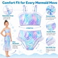thumbnail image 5 of Girls 3-Piece Mermaid Ruffled Bikini Swimsuit Set Fish Tail Skirt Bottom Bathing Suit Bikini Swimwear for Kids Girls 3-8 Years Beach Pool Party, 5 of 10