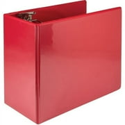 Samsill Nonstick 6" Locking D-Ring View Binder 6" Binder Capacity - 1225 Sheet Capacity - 3 x D-Ring Fastener(s) - 2 Internal Pocket(s) - Red - 2.73 lb - Recycled - Lockable, Non-stick, Concealed Rive