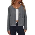 thumbnail image 1 of Cardigan de Punto PRETTYGARDEN con Botones Gris Talle S, 1 of 8