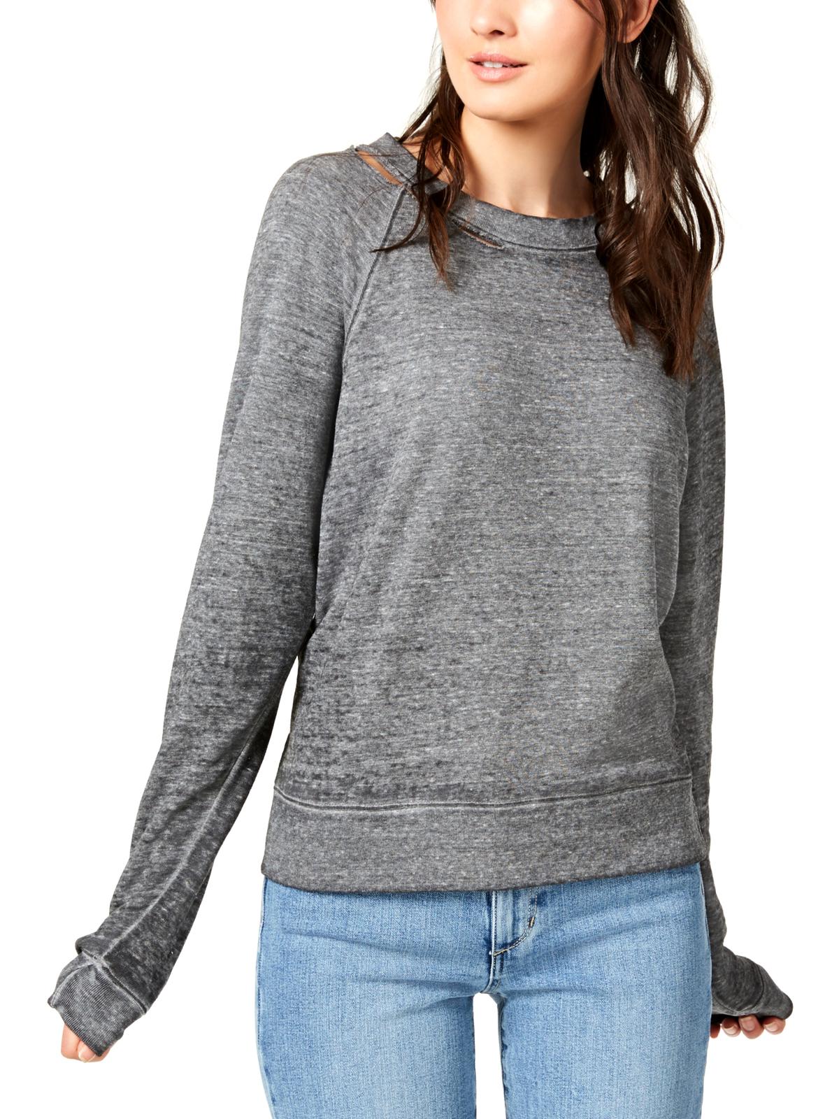 Joe's Jeans Womens Destroyed Heathered Sweatshirt Gray XS