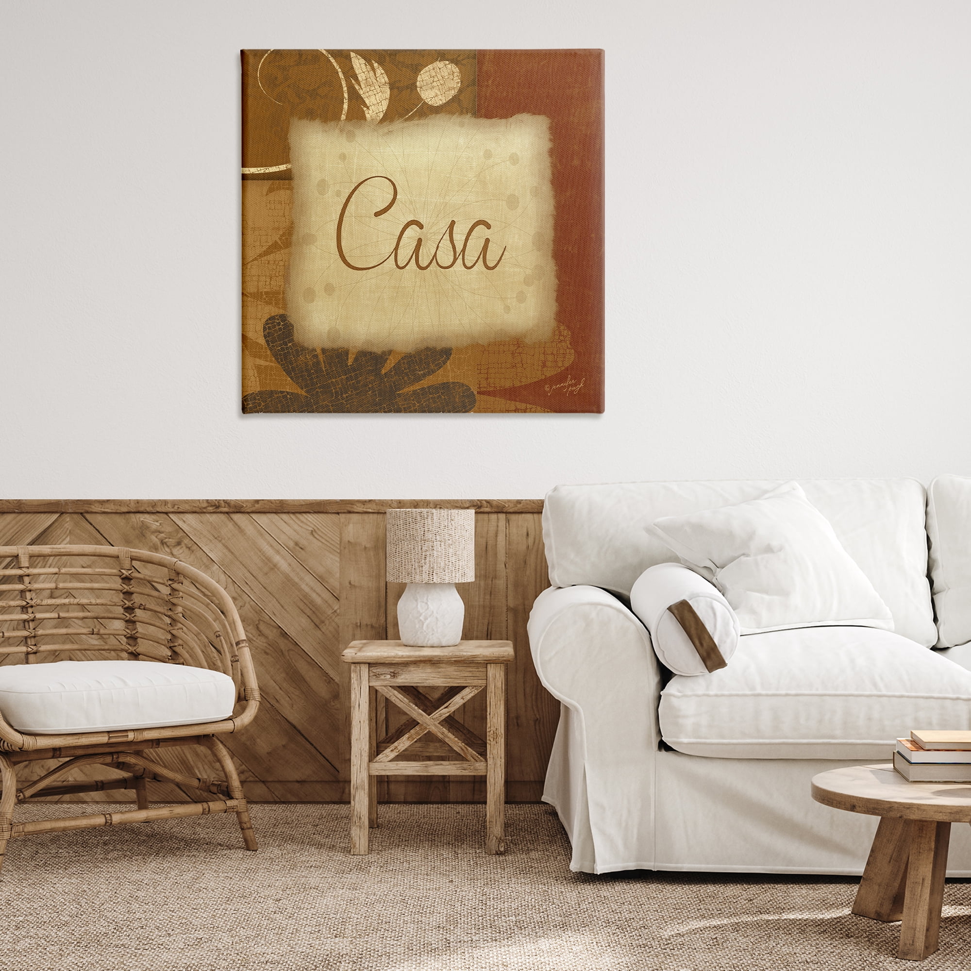 Stupell Industries Casa con Flores Tradicionales Typography and Symbols Painting Wrapped Canvas Art Print Wall Art, 36 x 36