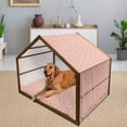 thumbnail image 2 of Animal Pet House, Bunnies with Flowers Pastel Spring Flora and Fauna Illustration, Outdoor & Indoor Portable Dog Kennel with Pillow and Cover, 5 Sizes, Dark Coral Pale Pink, by Ambesonne, 2 of 4