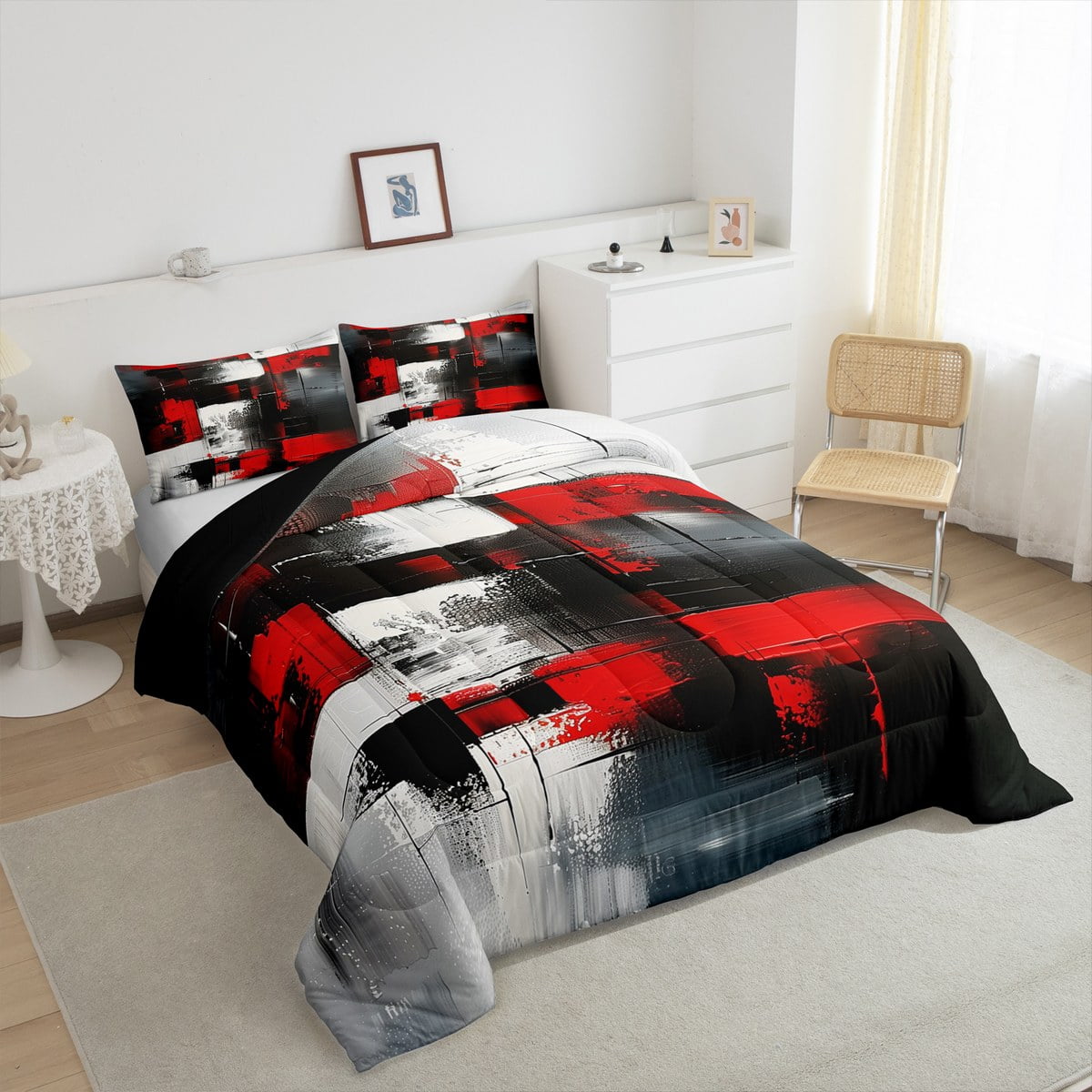 Erosebridal Retro Graffiti Bedding Queen Comforter Set,Aesthetic Art Down  Comforter,Gradient Red Black Gray Bedding Sets Queen with Comforter For  Youth,Super Cozy Room Decoration Reversible,3 Pieces - Walmart.com, image size:1200x1200