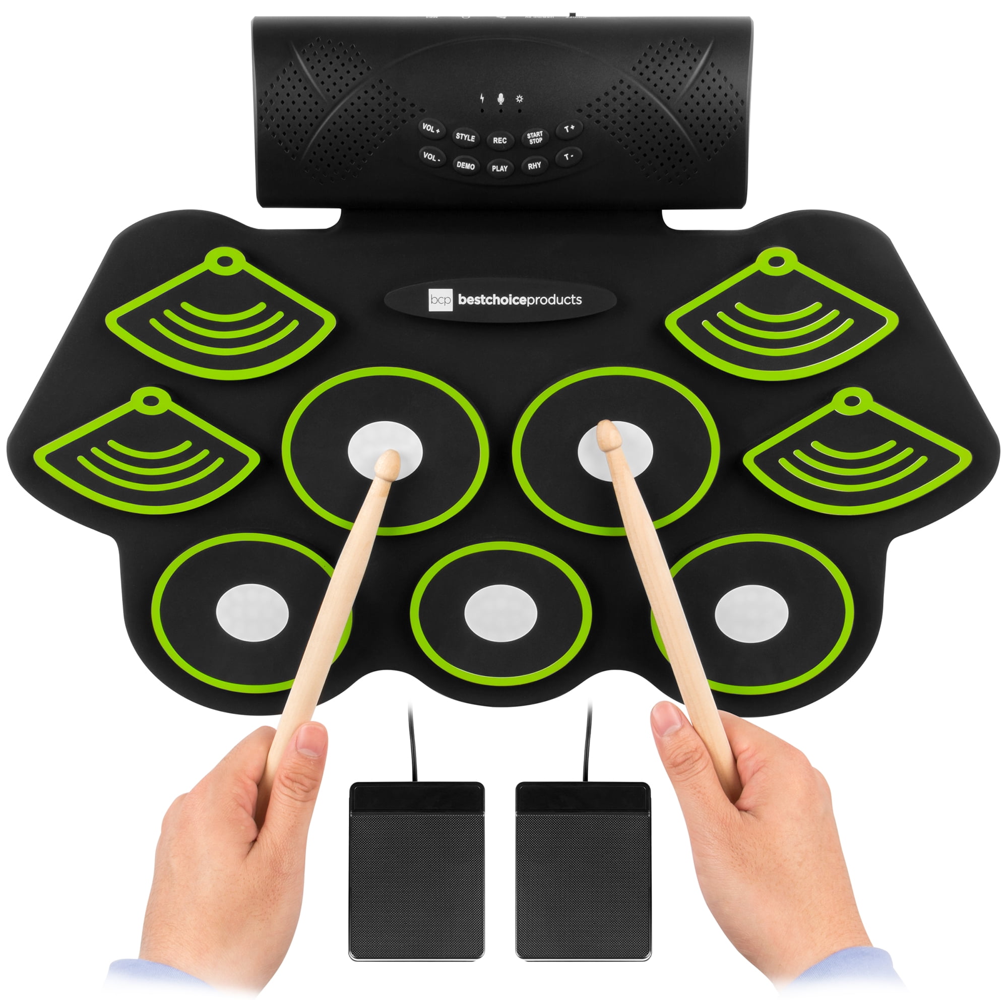 Christmas Gift Speaker Headphone Jack Electric Drum Pad with Beating Lights Pedals,12H Playtime 9-Pad Real-Effect Rechargeable Portable Electric Drum Set ORASANT RGB Lighting Electronic Drum Set 