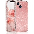 thumbnail image 4 of for iPhone 14 Bling Glitter Case for Women Cute Diamond Rhinestone with Shiny Sparkly Acrylic Sticker Back Plating Metal Bumper Frame Edge Protective Cover Girly Fashion Luxury Rose Gold, 4 of 14