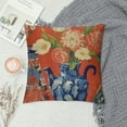 thumbnail image 2 of JEUXUS Farmhouse Throw Pillow Cover with Zipper Orange Red Chinoiserie Floral Blue and White Porcelain Vase Pillow Cases Cushion Cover for Office Living Room Bedroom Car Chair Home Decorations, 2 of 5