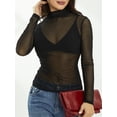 thumbnail image 5 of Lnzyyephy Women Top Shirt, Long Sleeve Solid Color Mock Neck Sheer Shirt, Slim-Fit Mesh See Through Wild Fashion Top, 5 of 9