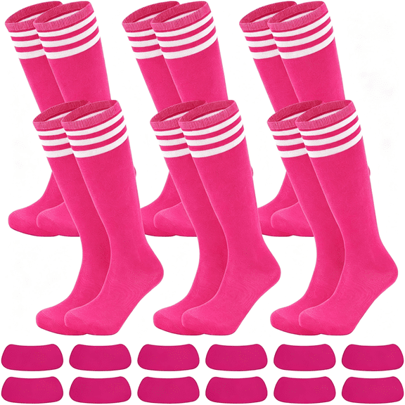 XIBUFE 6 Pairs Kids Youth Soccer Socks | Boys Girls Kids Youth Long Baseball Tball Softball Socks, Seamless Toe, Team Spirit Accessories, Soccer Gift Set 3-14 Years