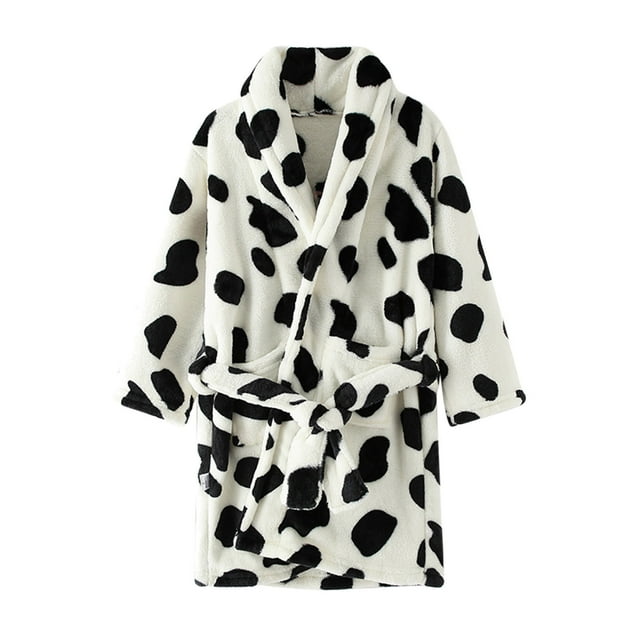 Hiiyo Peignoir à Capuche Chaud en Flanelle pour Grands Garçons, Mignon, Robe de Nuit Chaude