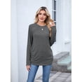 thumbnail image 5 of Womens Sweaters Long Sleeve Shirts Fall Fashion Trendy Tops Ruched Outfits Winter Clothing Dark Gray M, 5 of 9
