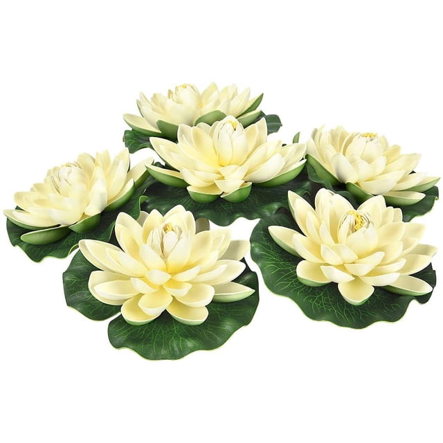 6 flores de loto de espuma flotante artificial, con adornos de nenúfares, perfectas para patio koi. Fokelyi LN-0978