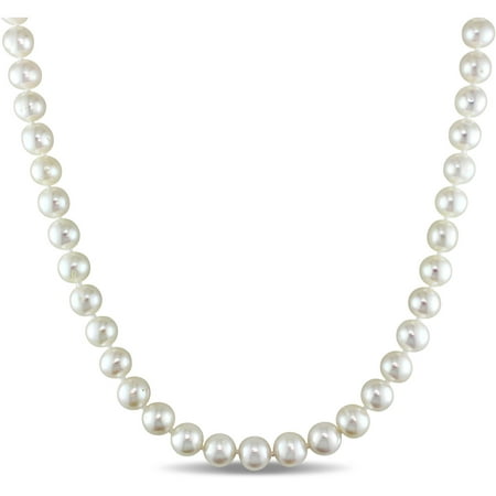 Miabella 8-9mm White Freshwater Cultured Pearl Sterling Silver Strand Necklace, 18
