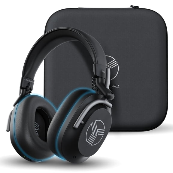Restored TREBLAB U5 - Hybrid Active Noise Cancelling Headphones Over-Ear Bluetooth 5.3, 55H Battery, Deep Bass, Multipoint, IPX4, Foldable, Mic for Calls, Wireless Headphones Foldable for Travel,
