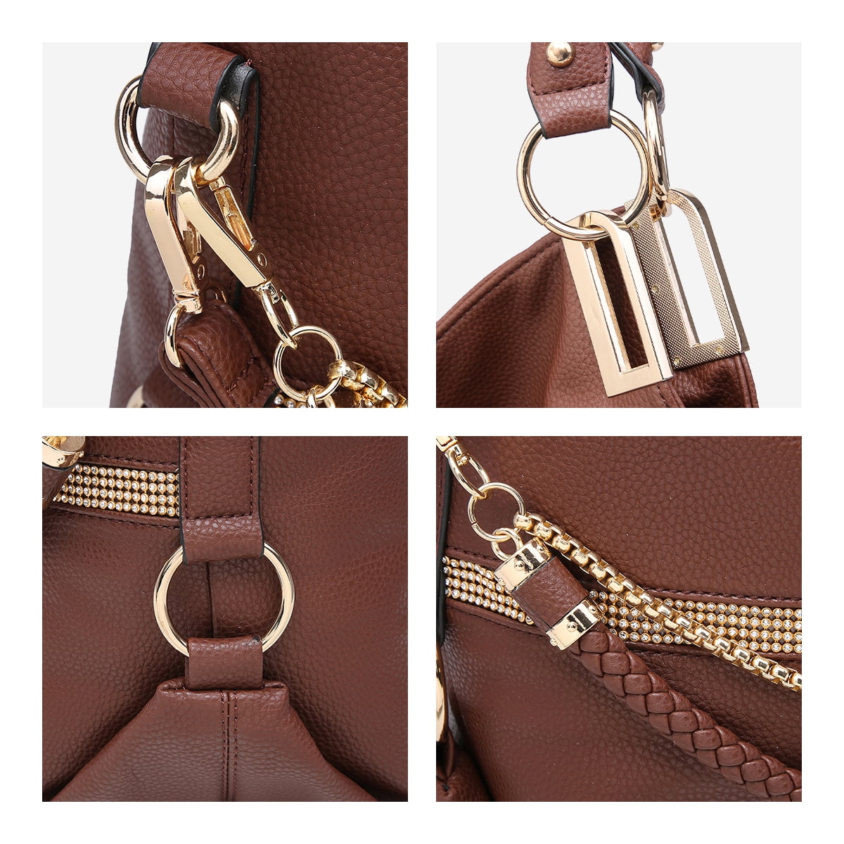 Dasein Hobo Bags for Women Soft Faux Leather Purses and Handbags Large Hobo Purse Shoulder Bag with Rhinestones