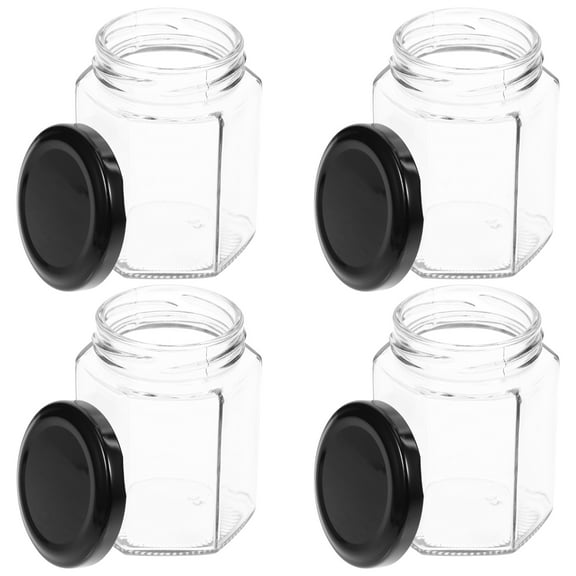 4 Pcs Glass Honey Bottle Honey Pot Glass Jar with Lid Syrup Dispenser Small Honey Container