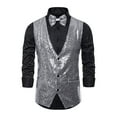 thumbnail image 6 of BAETEUY Men Suit Vest V-Neck Sleeveless Single Breasted Stage Show Waistcoat, 6 of 7