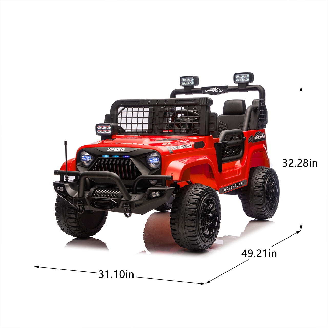 HappyToysWorld Electric Ride on Truck 24V with Parent Remote Control, 2-Seater, Bluetooth Enabled