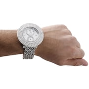 Mens New Diamond Watch Illusion Dial Fully Iced Band 3 Row 50mm 2 Ct.