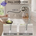 thumbnail image 4 of Kitchen Faucet with Soap Dispenser, Modern Brushed Nickel, Single Handle High Arc Stainless  Kitchen Sink Faucet with Pull Down Sprayer, 1 or 3 Hole Deck Mount for RV, Laundry, Outdoor, 4 of 7