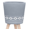thumbnail image 6 of Set of 2 Gray Diamond Planters with Wood Legs | 10" & 12" Magnesia Pots for Indoor Plants, Succulents, Terrariums | Stylish Home & Garden Decor, 6 of 7