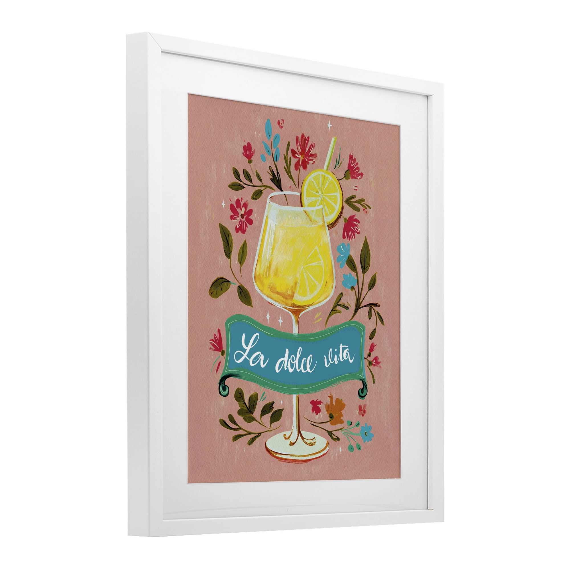 Stupell Industries Lemon Cocktail Sweet Life White Framed Print Under Glass, design by Yen