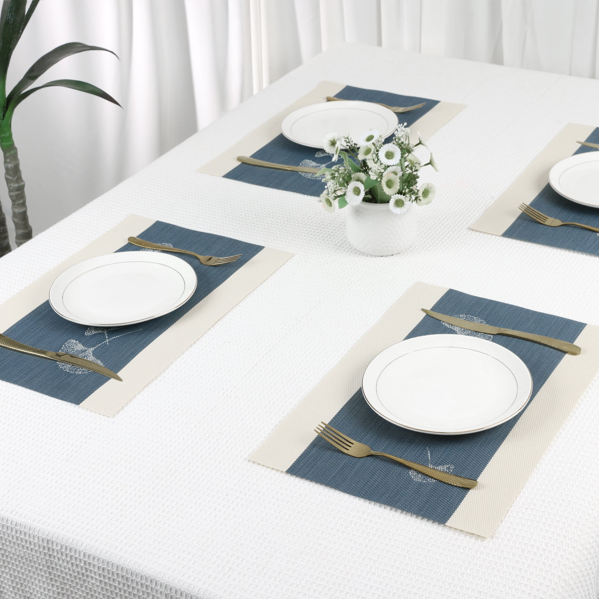 Unique Bargains Set of 6 Placemats for Kitchen Dining Table Decor Navy