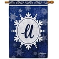thumbnail image 1 of Welcome Winter Snowflake Monogram U Decorative House Flag Initial Letter Snow Deocr Banner for Inside and Outside 28x40 Inch Double Sided, 1 of 6