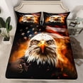 thumbnail image 2 of Castle Fairy Safari Eagle 4 Pieces Queen Sheet Sets for Boys Girls,USA Flag Ultra Soft Flat Sheet,Vintage Aesthetic Queen Fitted Sheet,Super Cozy Room Decor, 2 of 7
