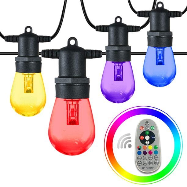 SUNTHIN Colored Outdoor String Lights, 48FT RGB Patio Lights with