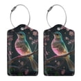 thumbnail image 3 of Hirioo Bird5 Print Leather Luggage Tag with Stainless Steel Loop ,Privacy Flap and Address Card for Travel Bag Suitcase-1, 3 of 5