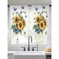 thumbnail image 2 of Spring Sunflower Sheer Curtains 45 Inch Long 2 Panels, Watercolor Blue Butterfly Pastoral Light Filtering Rod Pocket Semi Sheer Curtains, Sheer Voile Drapes for Living Room Bedroom, 52"x45", 2 of 5