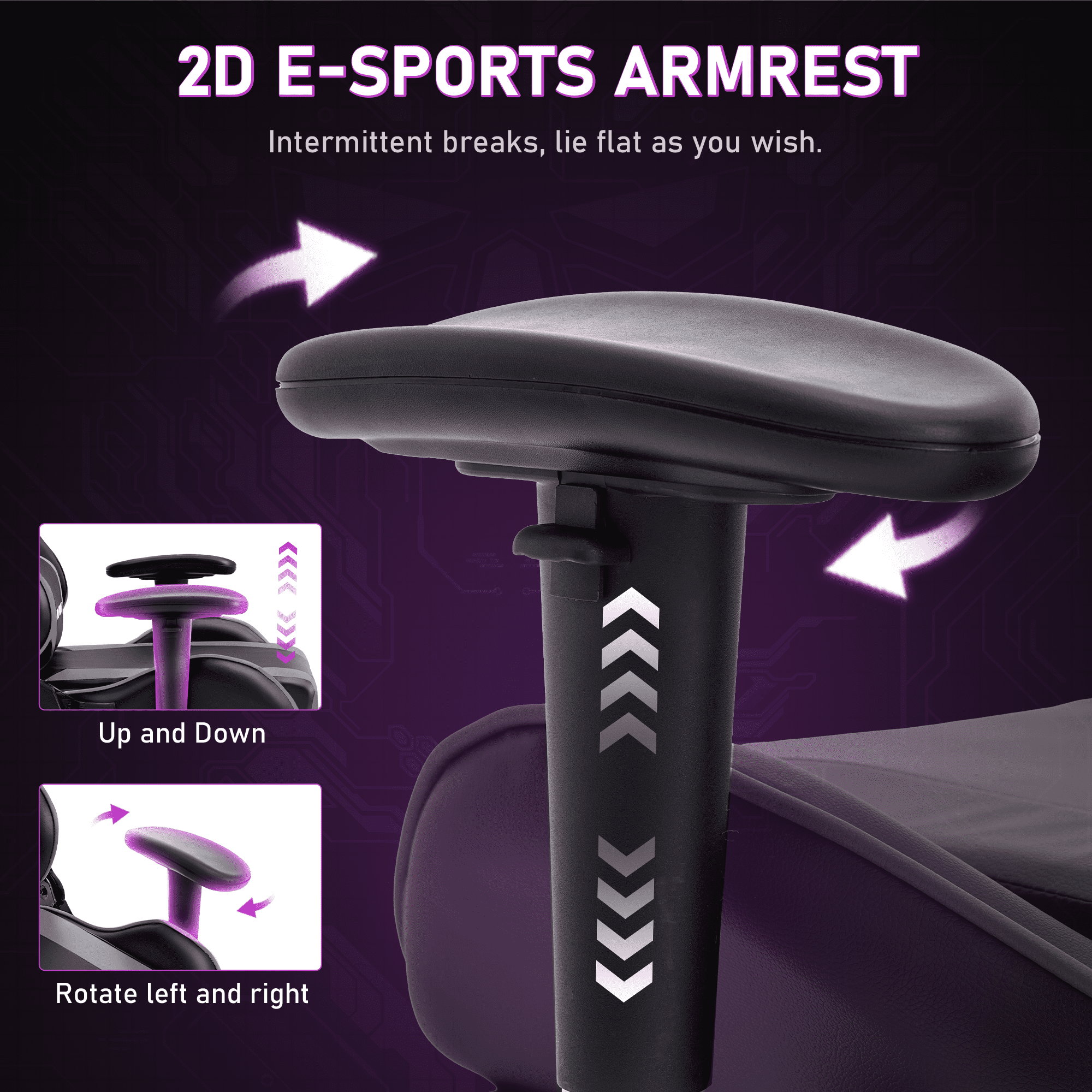JONPONY Game Chair,Ergonomically Designed Computer Chair with headrest and 2D Armrests,with Footrest and Lumbar Support,High Back Office Chair Support 8 Hours Long Sitting,Computer Chair,BLACK