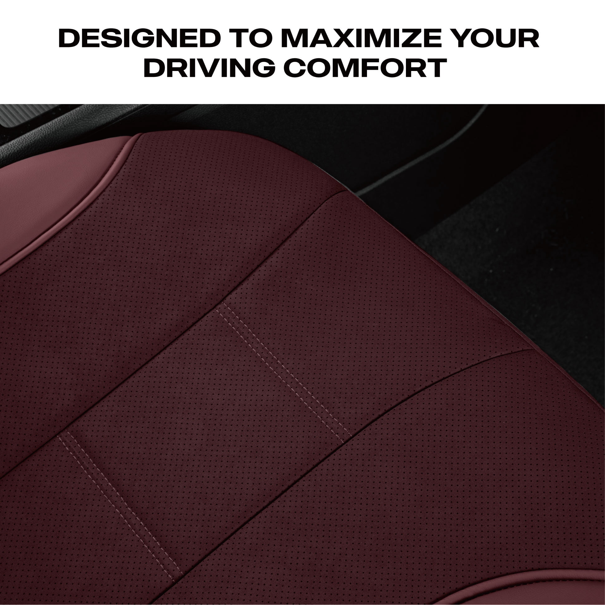 Auto Drive 2-Piece Perforated Leather Car Seat Covers  Red - Universal Fit, Sku -25SC48