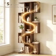 thumbnail image 4 of HOMCOM 5-Tier Bookshelf, S Shaped Geometric Bookcase, Black Wood Grain, 4 of 10